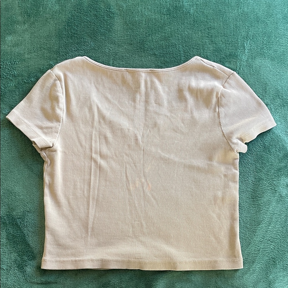 Primark Cream Ribbed Crop Top - Picture 3 of 4